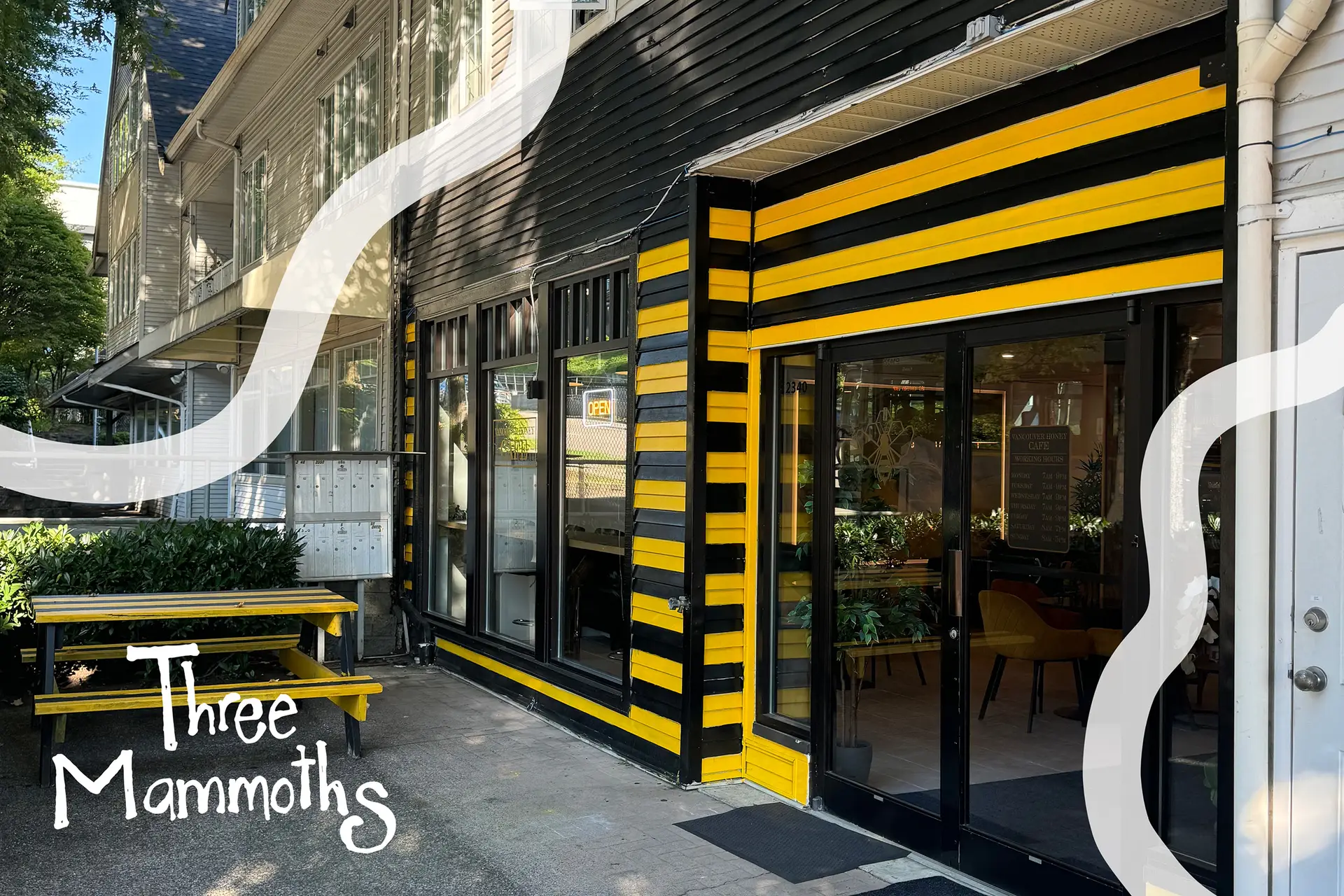honey cafe decorated black and yellow in port moody